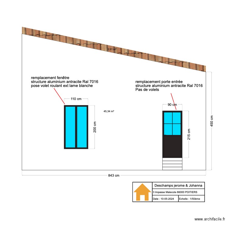 facade Ouest apres travaux. Plan de 0 pièce et 0 m2