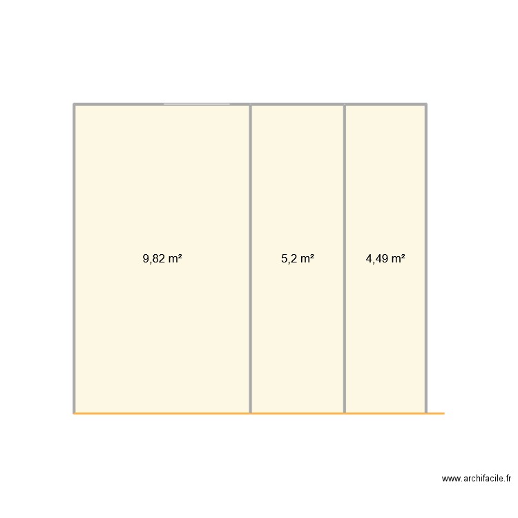 garage actuel. Plan de 3 pièces et 20 m2