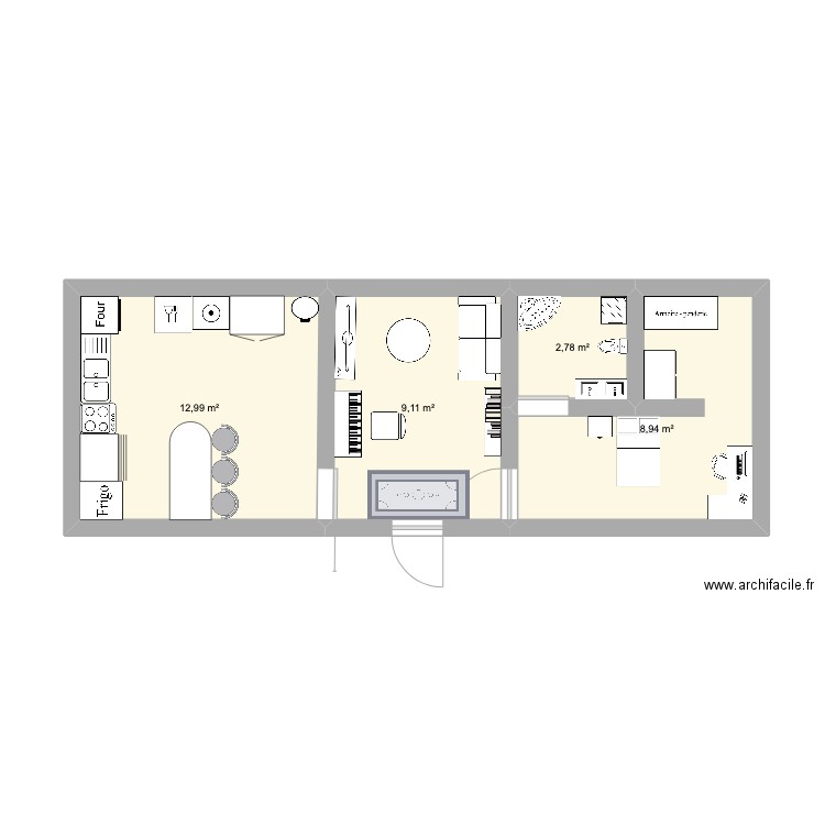 Maison Anouck. Plan de 4 pièces et 34 m2