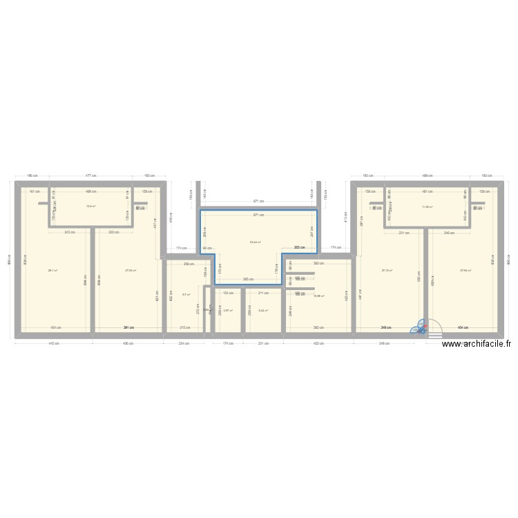 plan vestiaires. Plan de 13 pièces et 191 m2