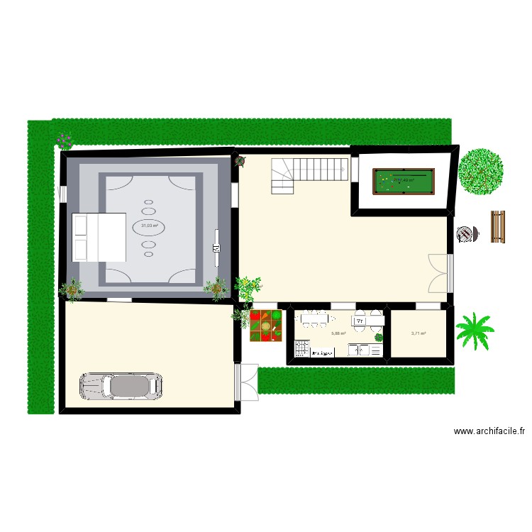 afghan. Plan de 5 pièces et 106 m2