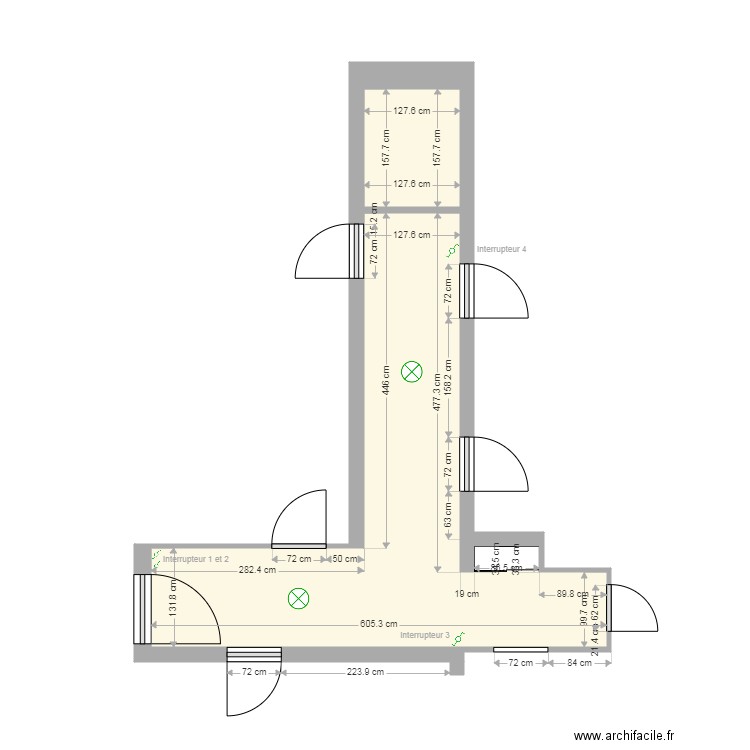 Plan couloir. Plan de 2 pièces et 15 m2