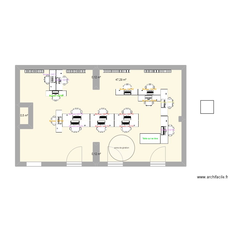 bureau total sessad. Plan de 4 pièces et 48 m2