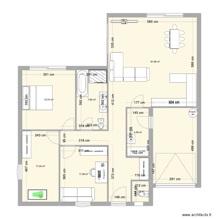 Plan 1. Plan de 7 pièces et 112 m2