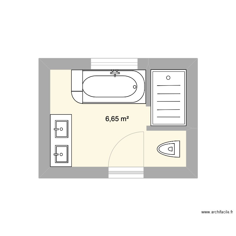 sub final. Plan de 1 pièce et 7 m2