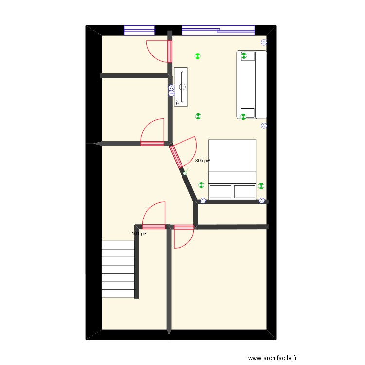 futur chambre. Plan de 2 pièces et 52 m2