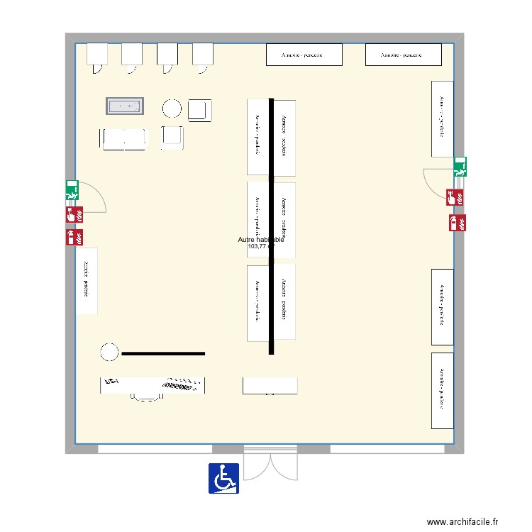 Boutique . Plan de 1 pièce et 104 m2