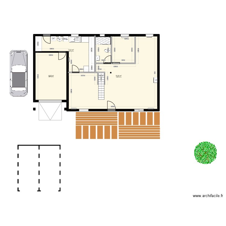 Plan Maison Breteville RDC Projet. Plan de 3 pièces et 100 m2