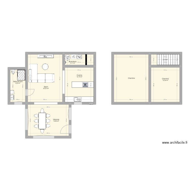 Implantation. Plan de 8 pièces et 94 m2