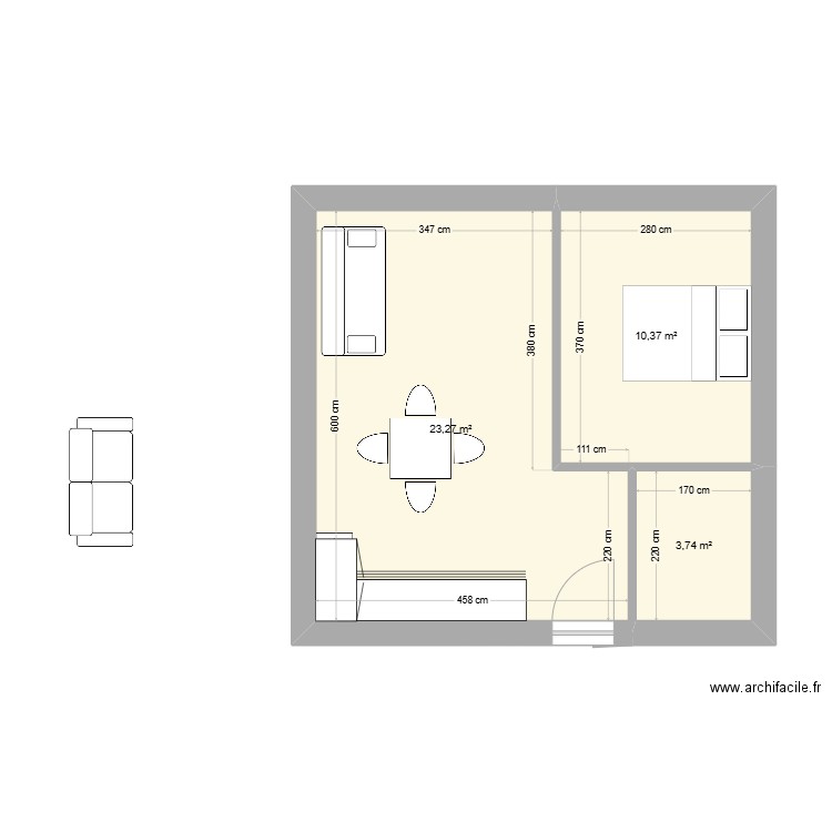 Leila Medelsi Architecte DPLG MEDELSI. Plan de 3 pièces et 37 m2