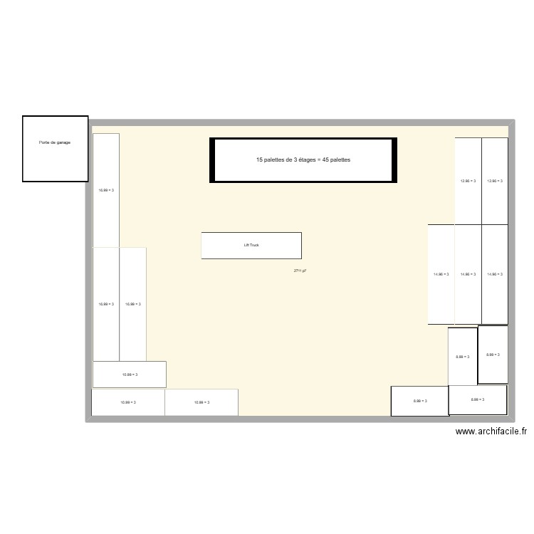 Entre les 2 portes de garage. Plan de 1 pièce et 252 m2