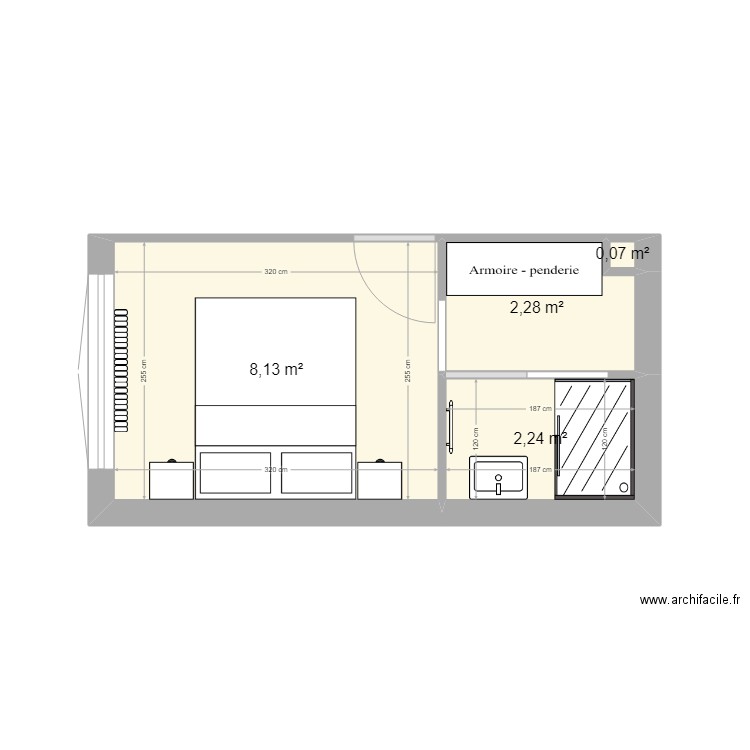 Futur chambre. Plan de 4 pièces et 13 m2