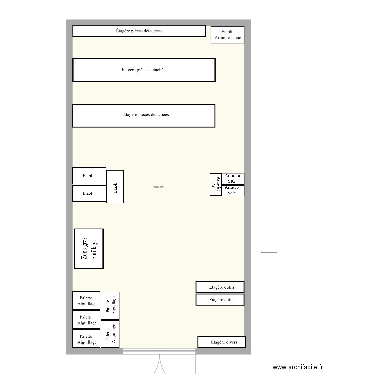 Magasin IF L. Plan de 1 pièce et 105 m2