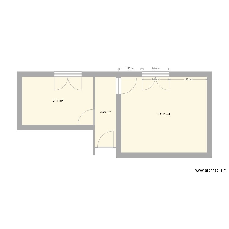 Chambre parentale originale. Plan de 3 pièces et 30 m2