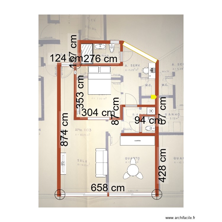 RIO2. Plan de 4 pièces et 61 m2