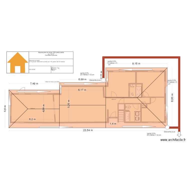 algoma toiture avec french drain. Plan de 3 pièces et 122 m2