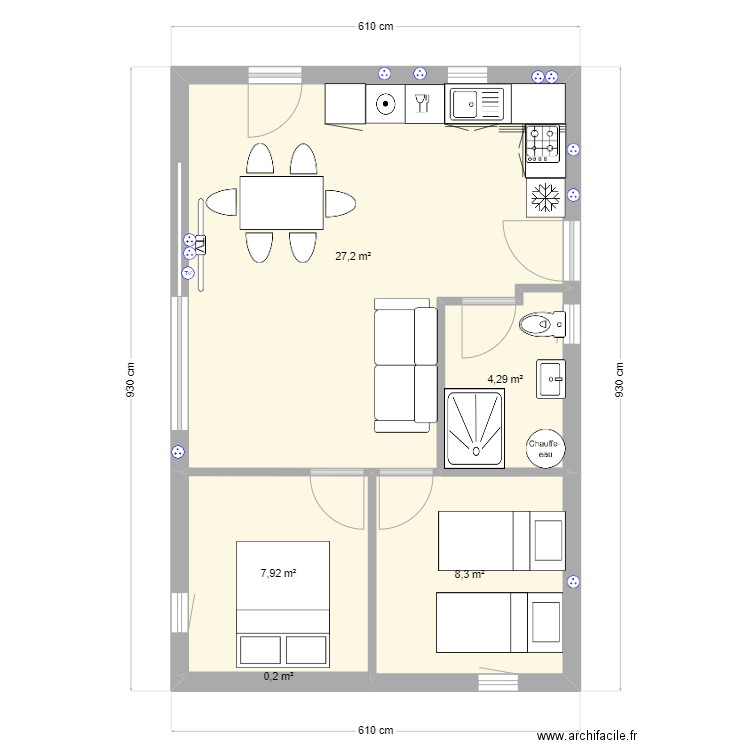 gite 5. Plan de 5 pièces et 48 m2