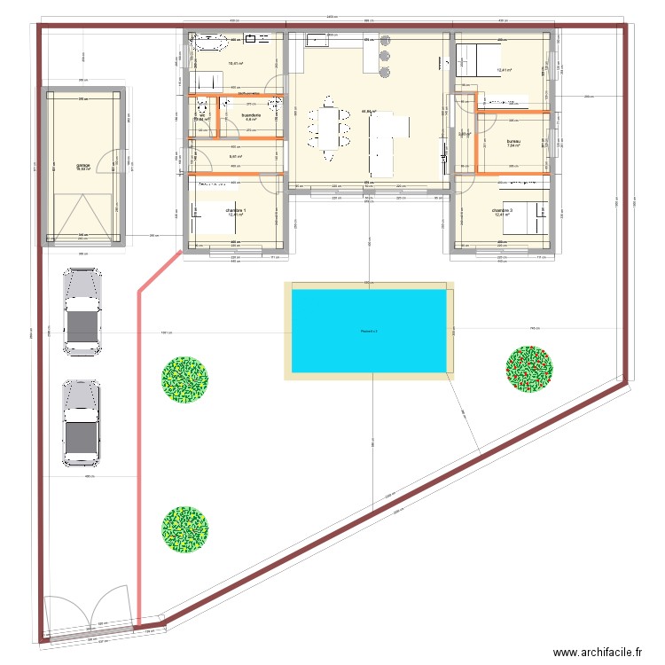 projet des graviers 2. Plan de 11 pièces et 135 m2