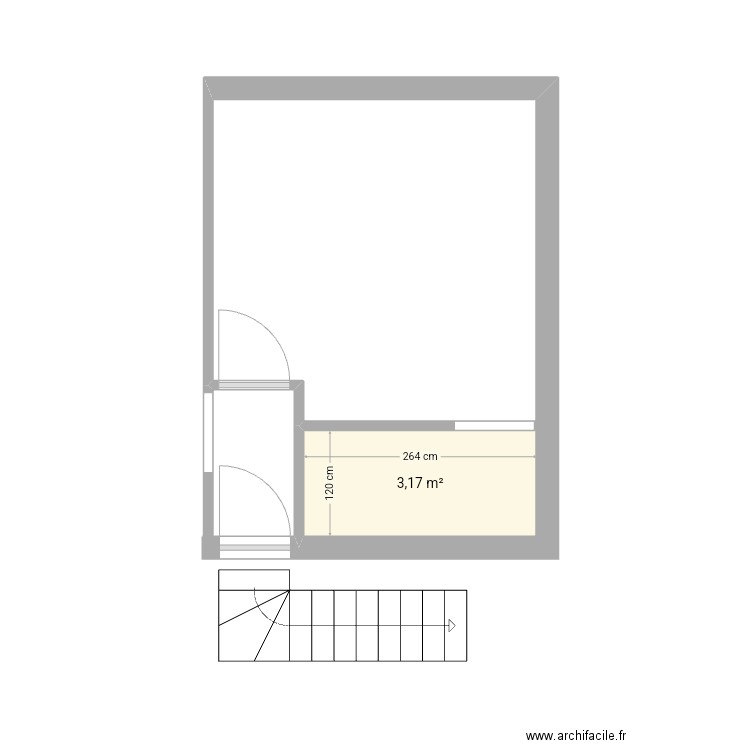 Renovation. Plan de 1 pièce et 3 m2