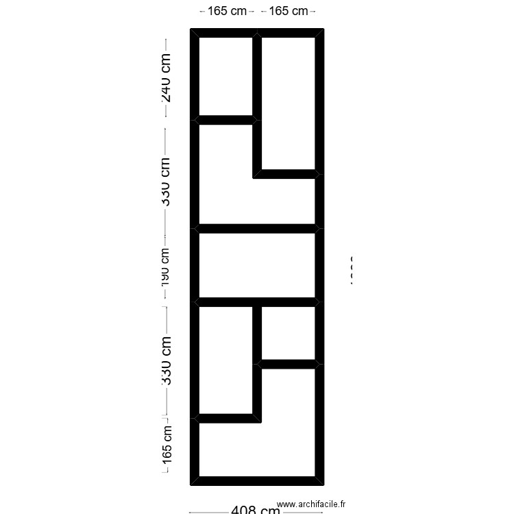 claustra petit. Plan de 6 pièces et 42 m2