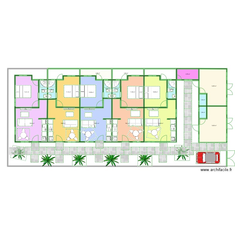 Alake 1. Plan de 22 pièces et 204 m2