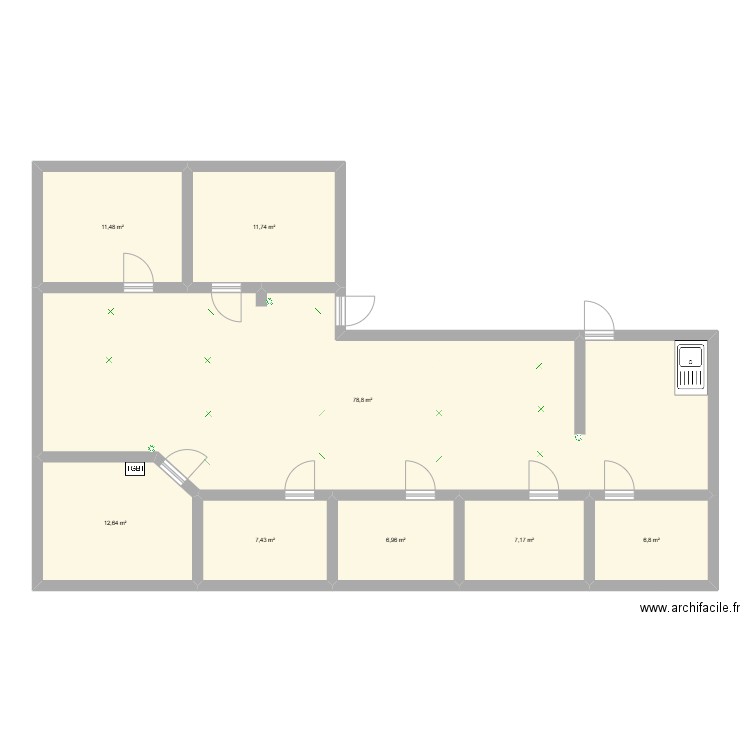 zola. Plan de 8 pièces et 143 m2