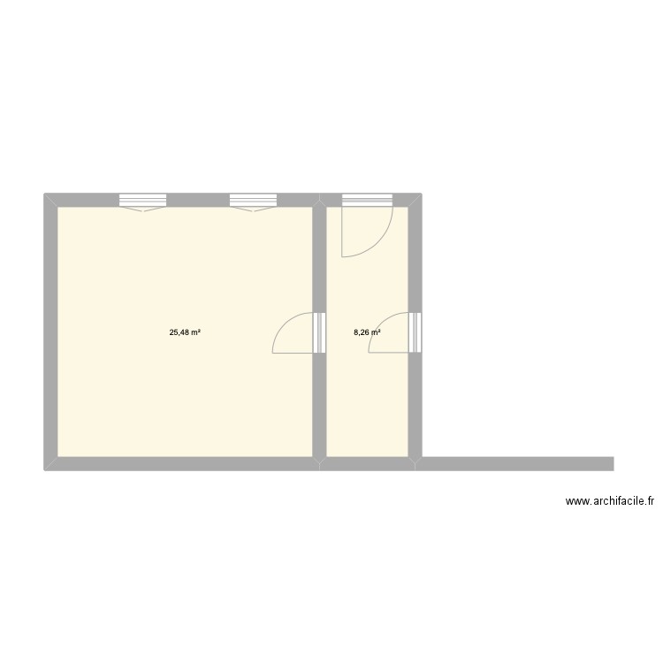 Renovation_Trizay. Plan de 2 pièces et 34 m2