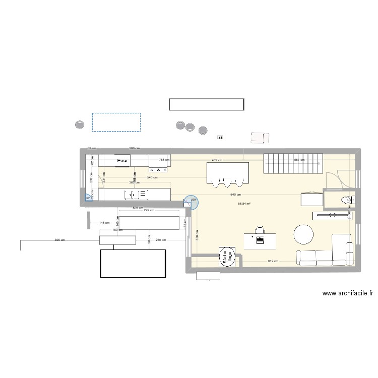 Maison RDC_V6. Plan de 1 pièce et 59 m2