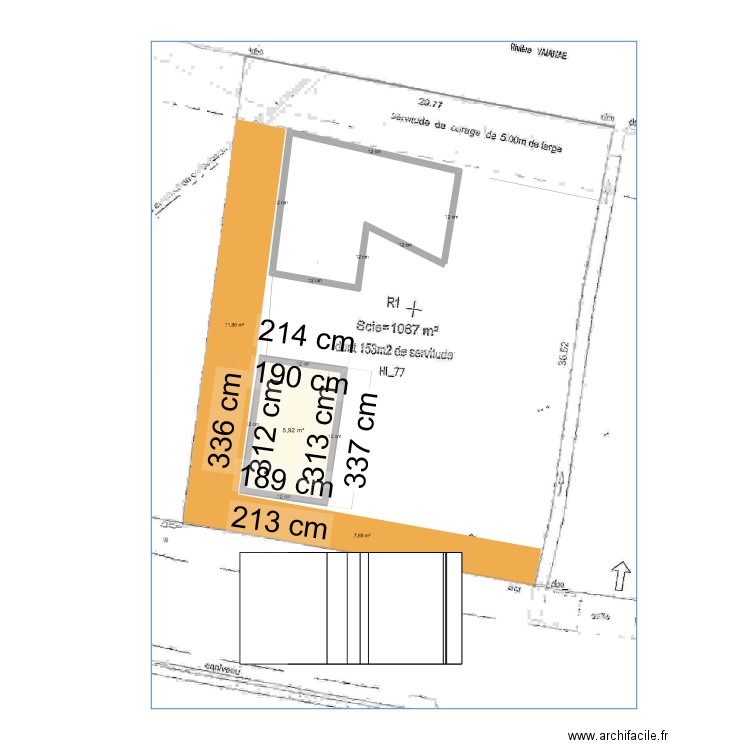 Plan sur cadastre. Plan de 1 pièce et 6 m2