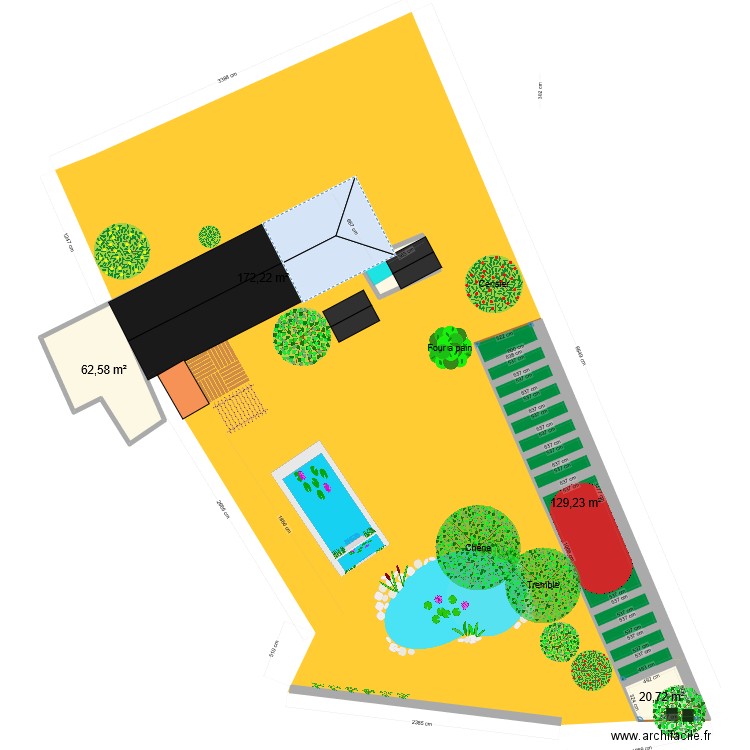 Potager. Plan de 4 pièces et 385 m2