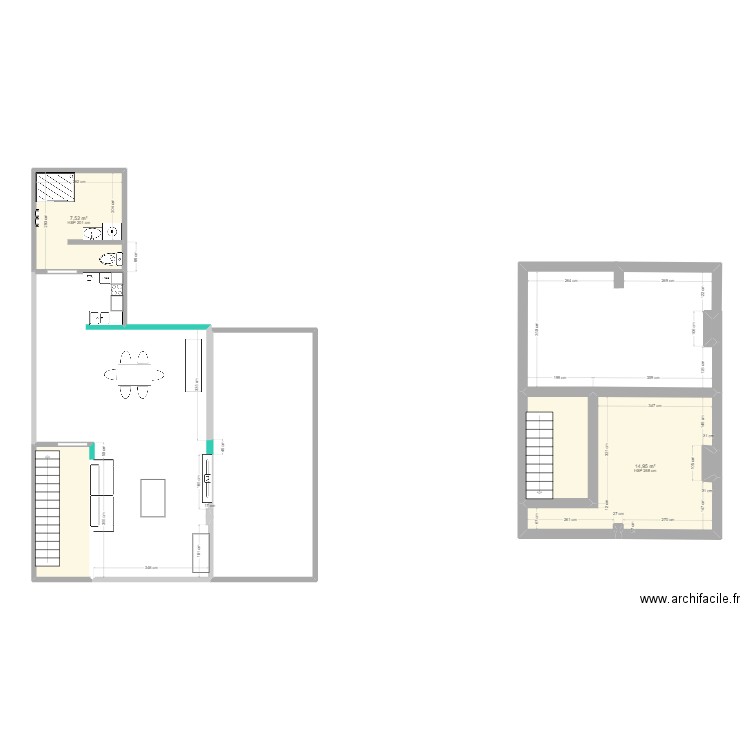 Dergneau RDC. Plan de 7 pièces et 35 m2