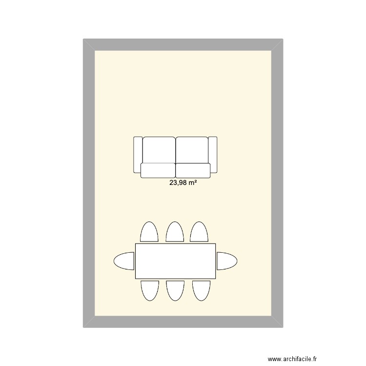 salon. Plan de 1 pièce et 24 m2