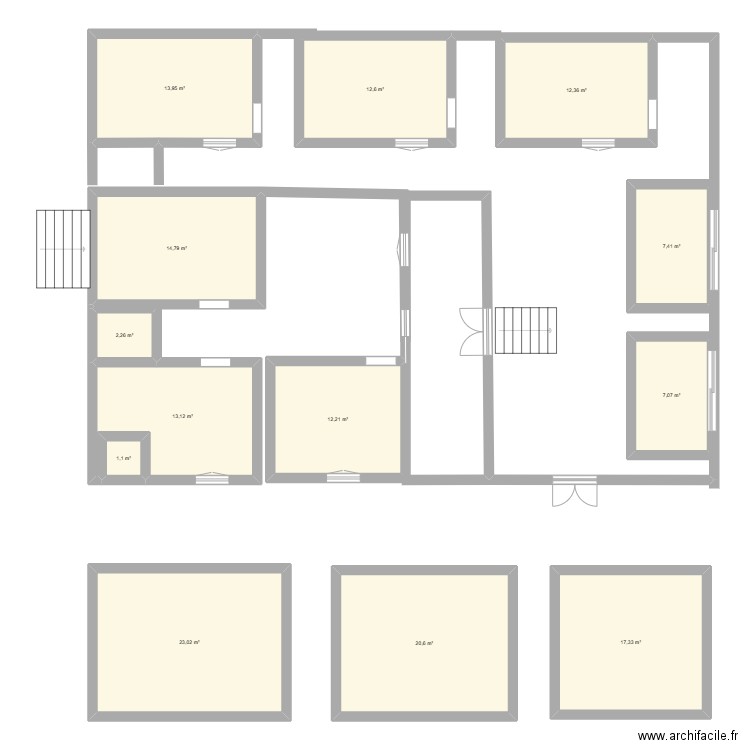 futur. Plan de 13 pièces et 158 m2