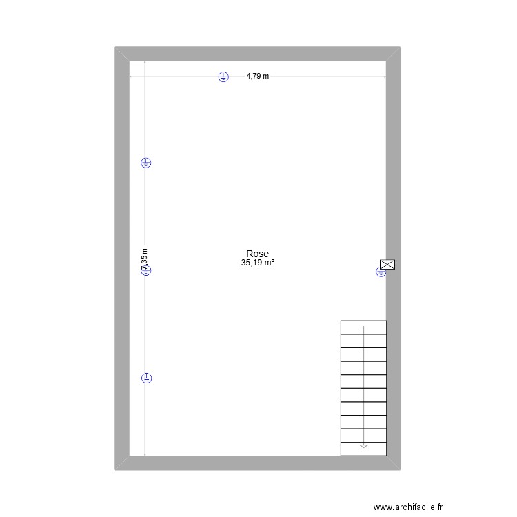 Future chambre. Plan de 1 pièce et 35 m2