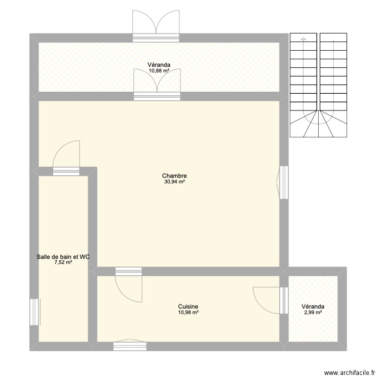 bâtiment de studio . Plan de 5 pièces et 63 m2