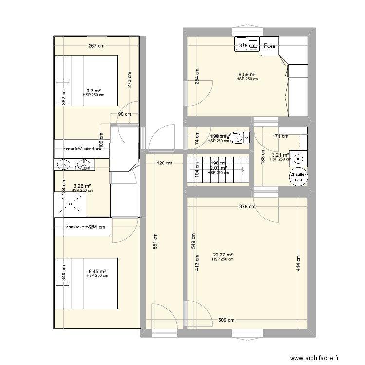 PROJET RDC. Plan de 8 pièces et 60 m2