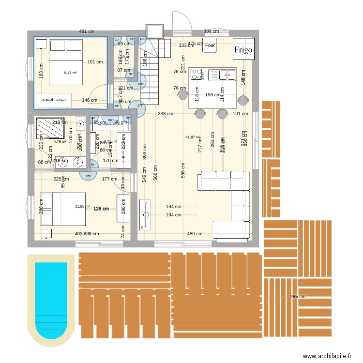 martinique. Plan de 6 pièces et 73 m2