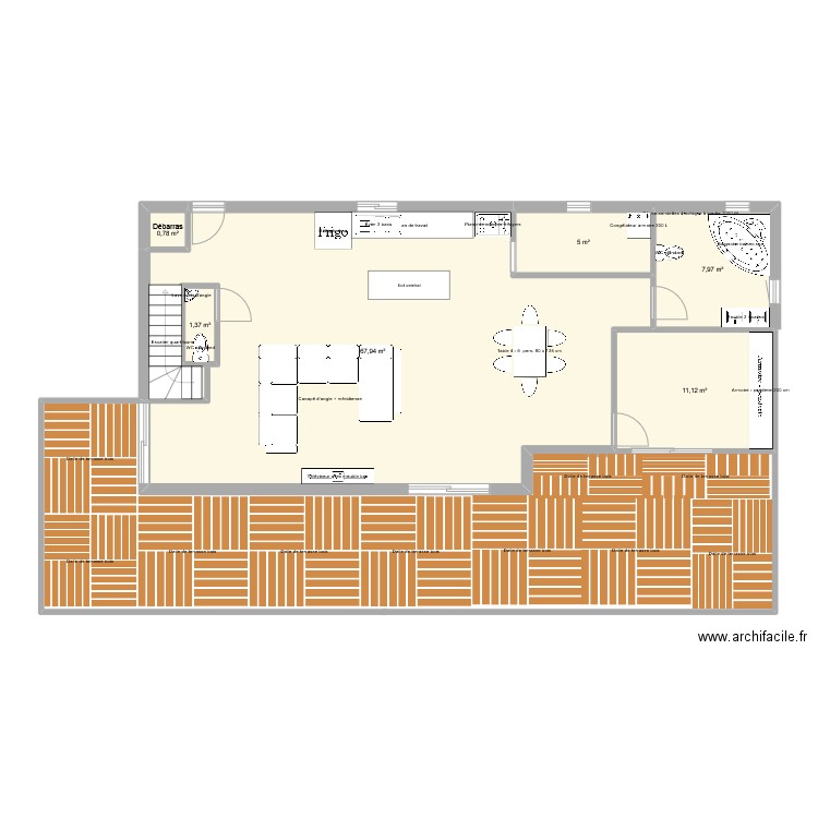 Maison Libourne. Plan de 6 pièces et 96 m2