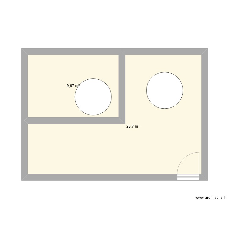 Appartement d'apprentissage. Plan de 2 pièces et 33 m2