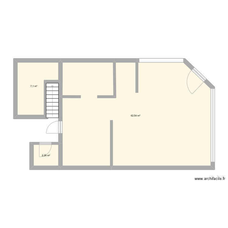 Salon . Plan de 3 pièces et 72 m2