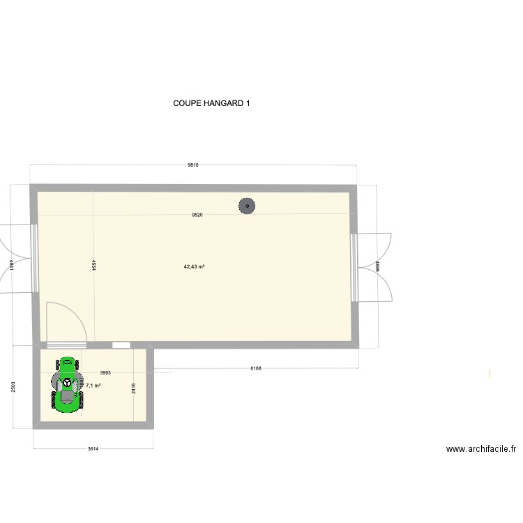 HANGARD 6. Plan de 2 pièces et 50 m2