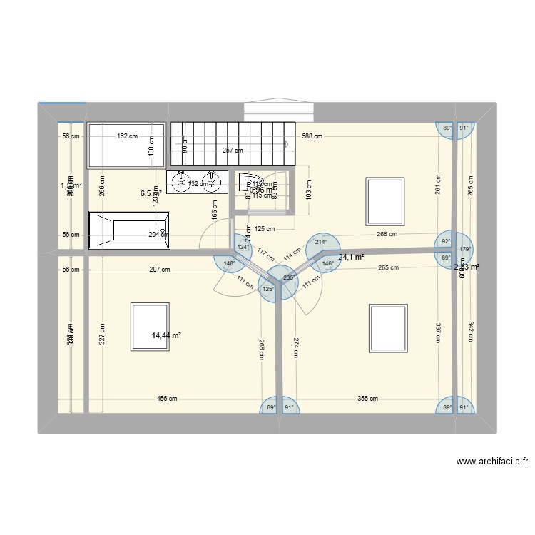 prop 5 cou. Plan de 6 pièces et 50 m2