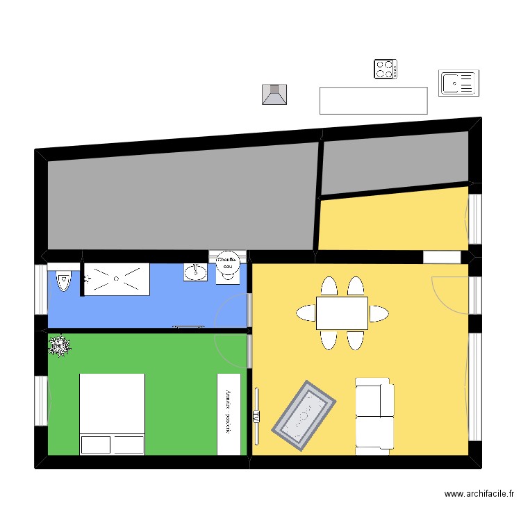 VERDUN Appartement - RDC. Plan de 6 pièces et 72 m2