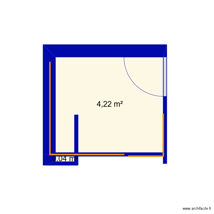 sdb. Plan de 2 pièces et 4 m2