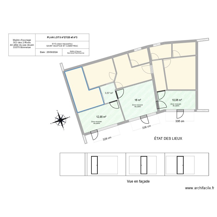 St Sulpice - Etat initial. Plan de 12 pièces et 108 m2