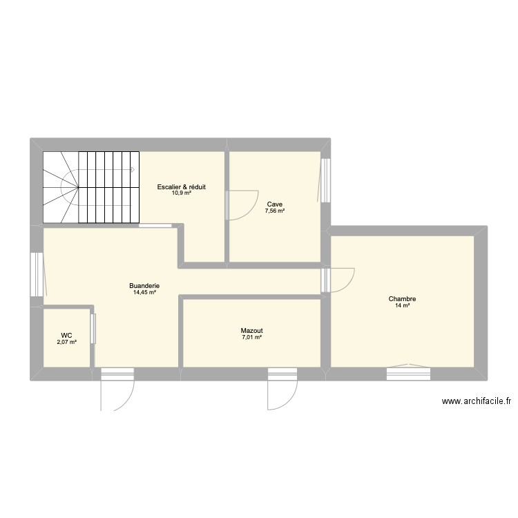 Sous-sol, Paul-Charmillot 10-2610 . Plan de 6 pièces et 56 m2