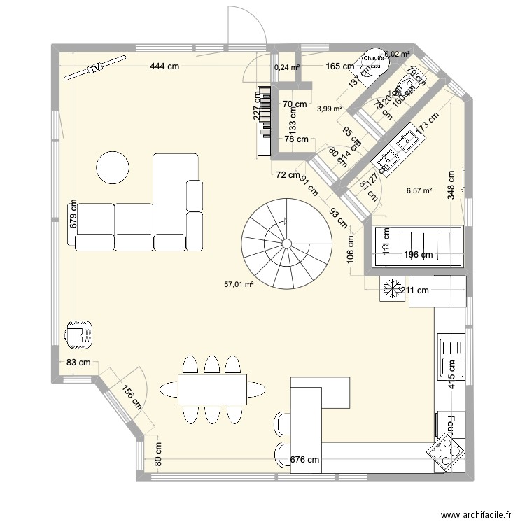 Racaille. Plan de 6 pièces et 69 m2