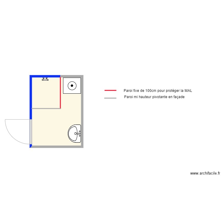 Leuchart. Plan de 2 pièces et 3 m2