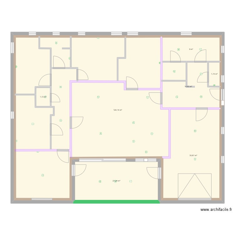 Bessas - plan  POINTS LUMINEUX. Plan de 7 pièces et 279 m2