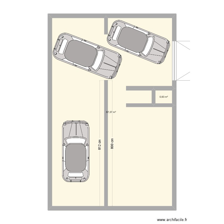 plan garage. Plan de 2 pièces et 88 m2